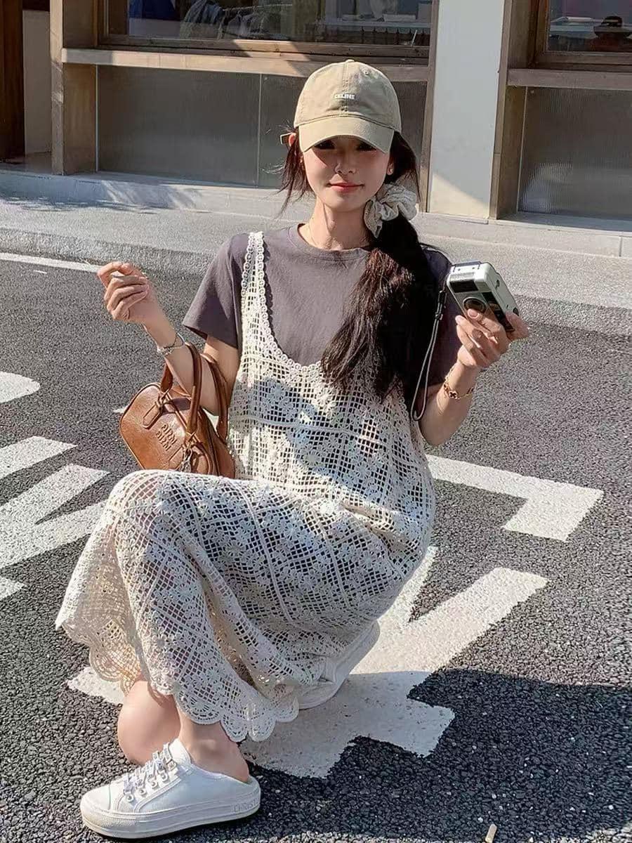 韓妞渡假兩件套洋裝