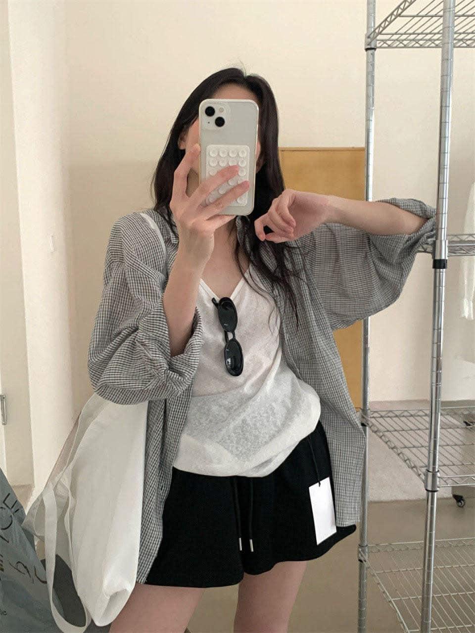 格紋防曬長襯衫