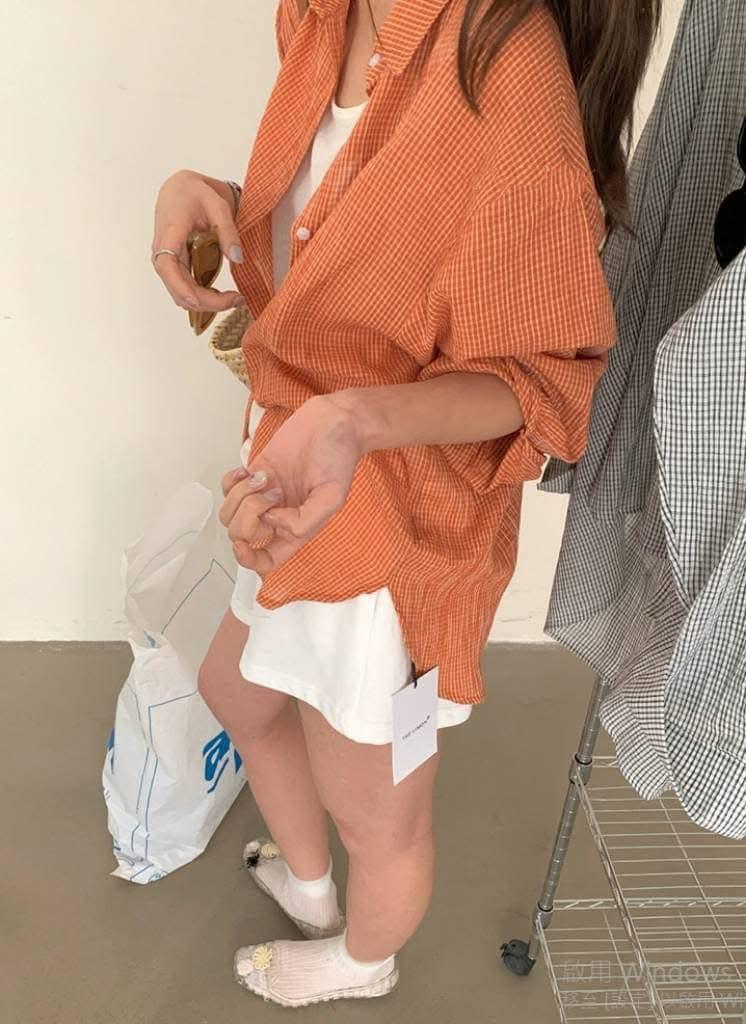 格紋防曬長襯衫