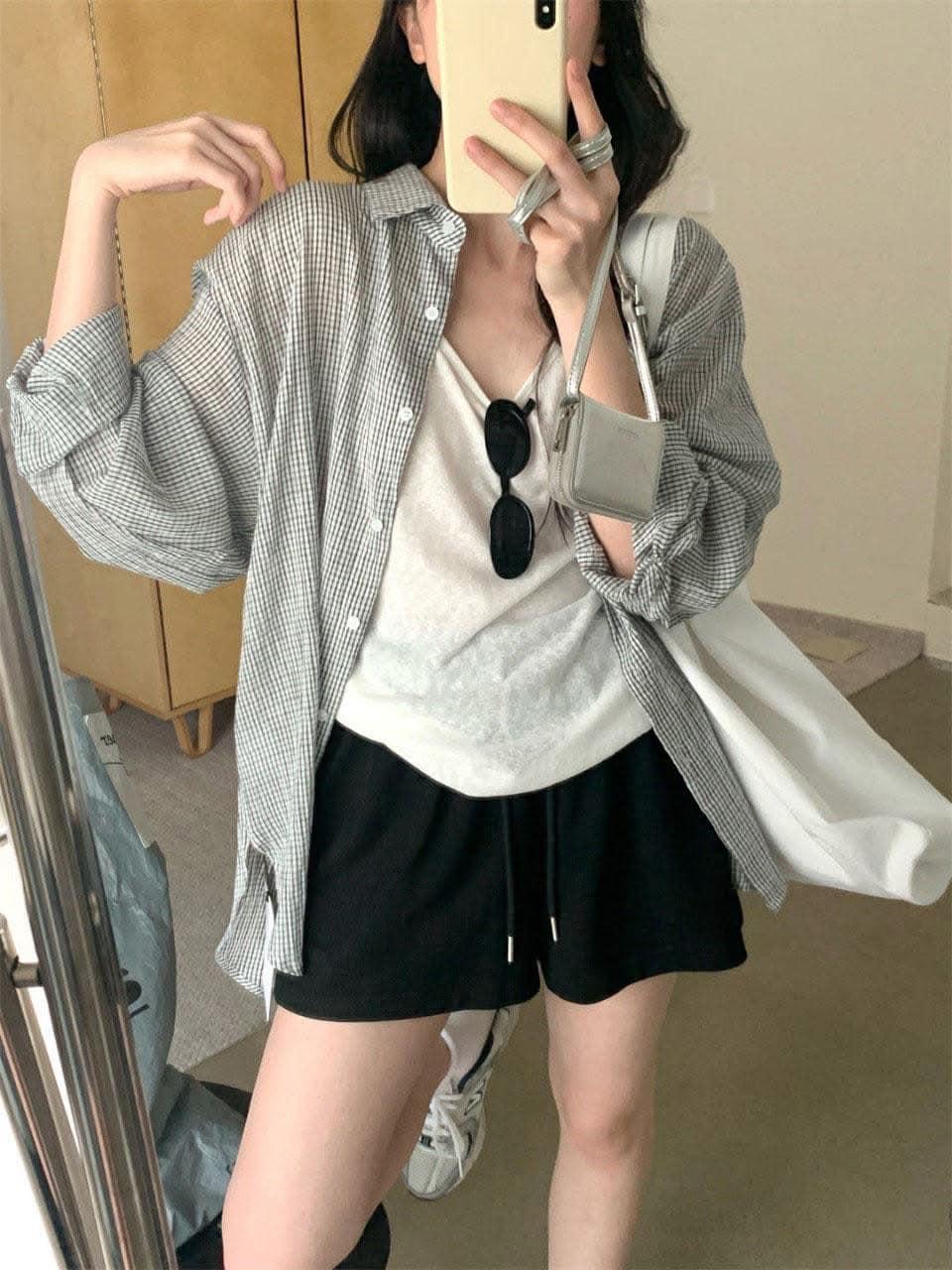 格紋防曬長襯衫
