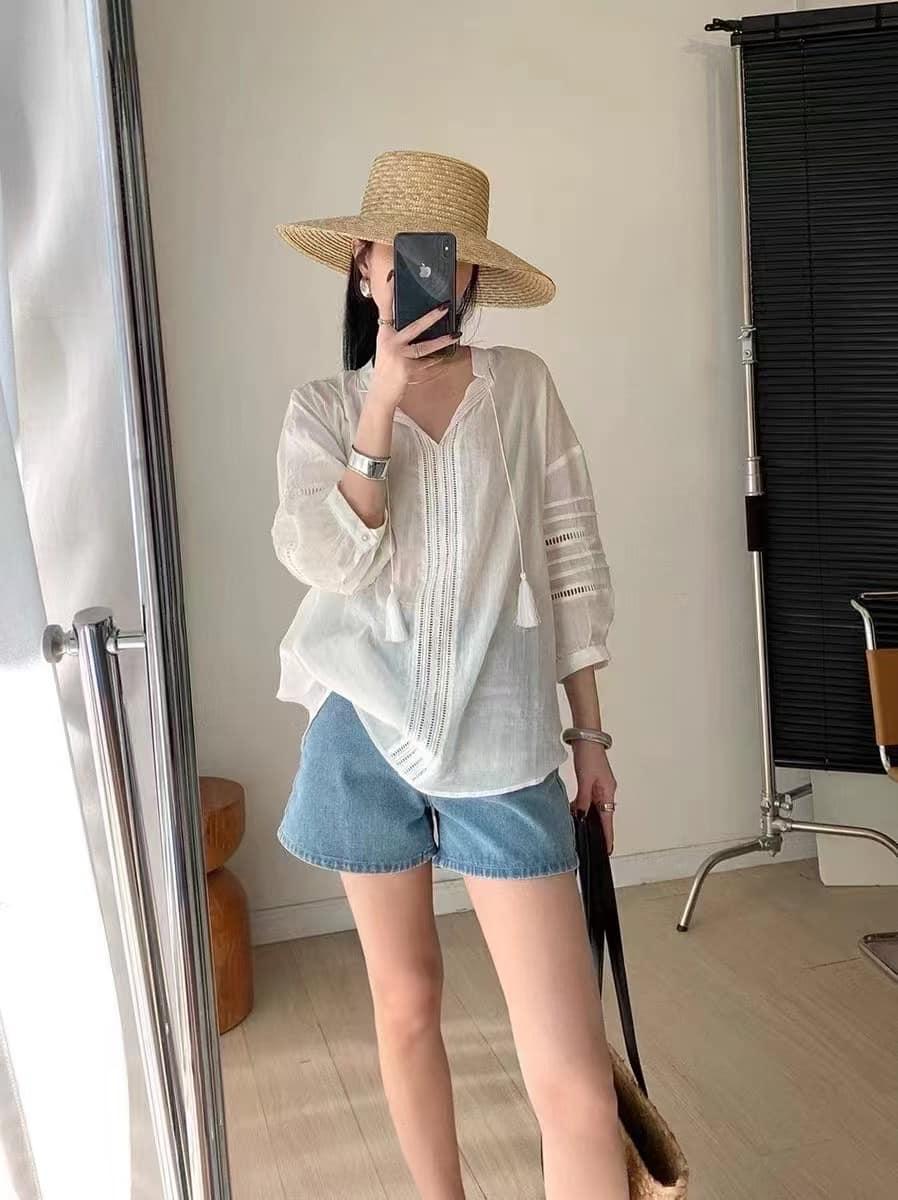 波希米亞涼感棉麻衫
