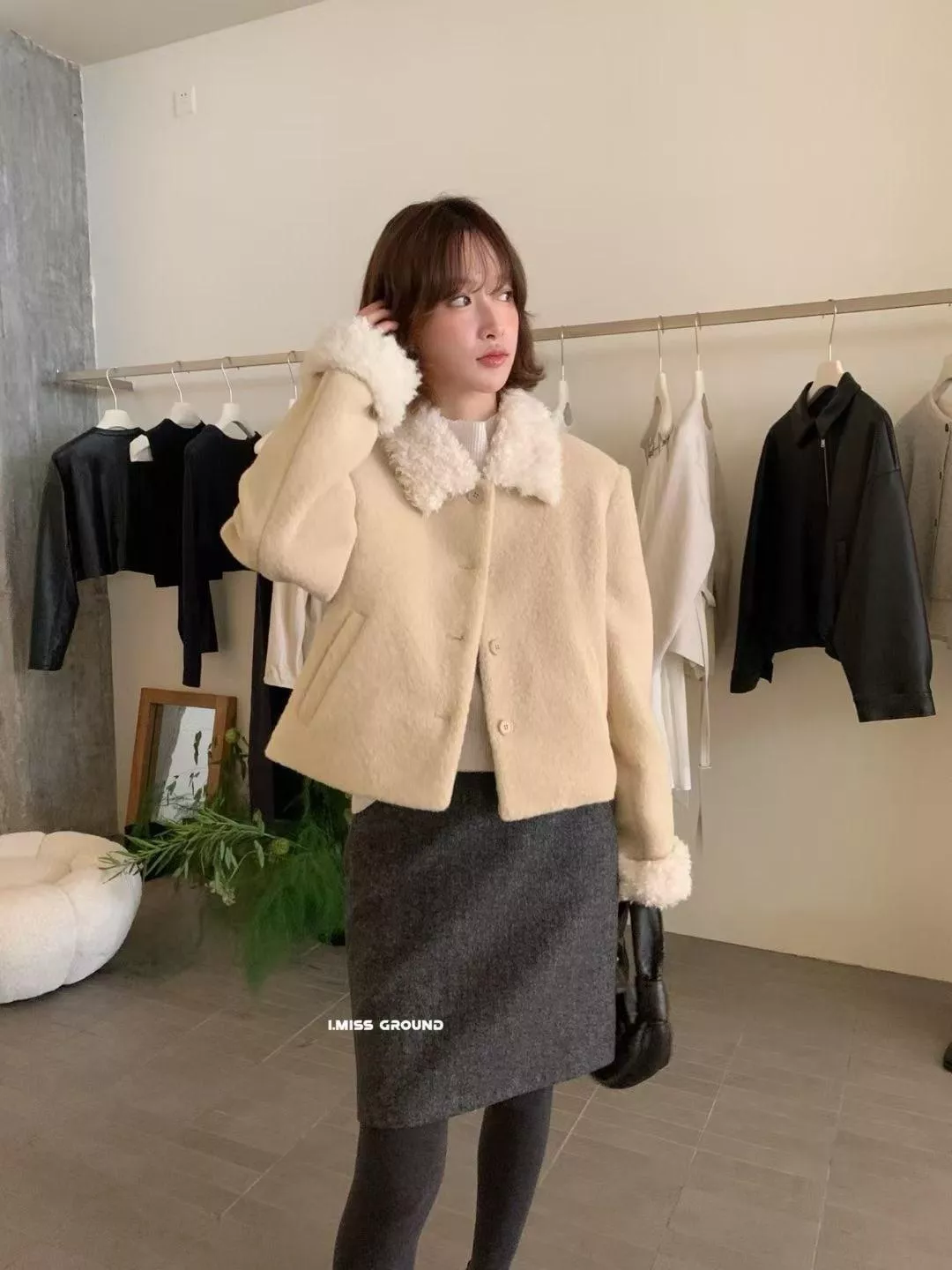 赫本小翻領羊毛外套