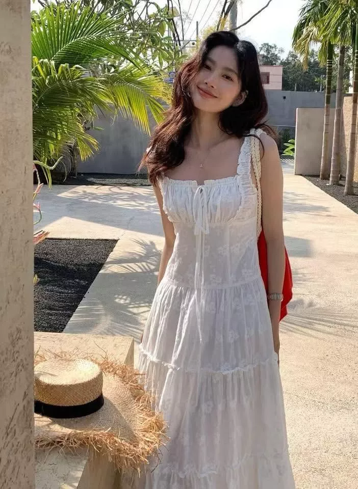 緹花背心連裙洋