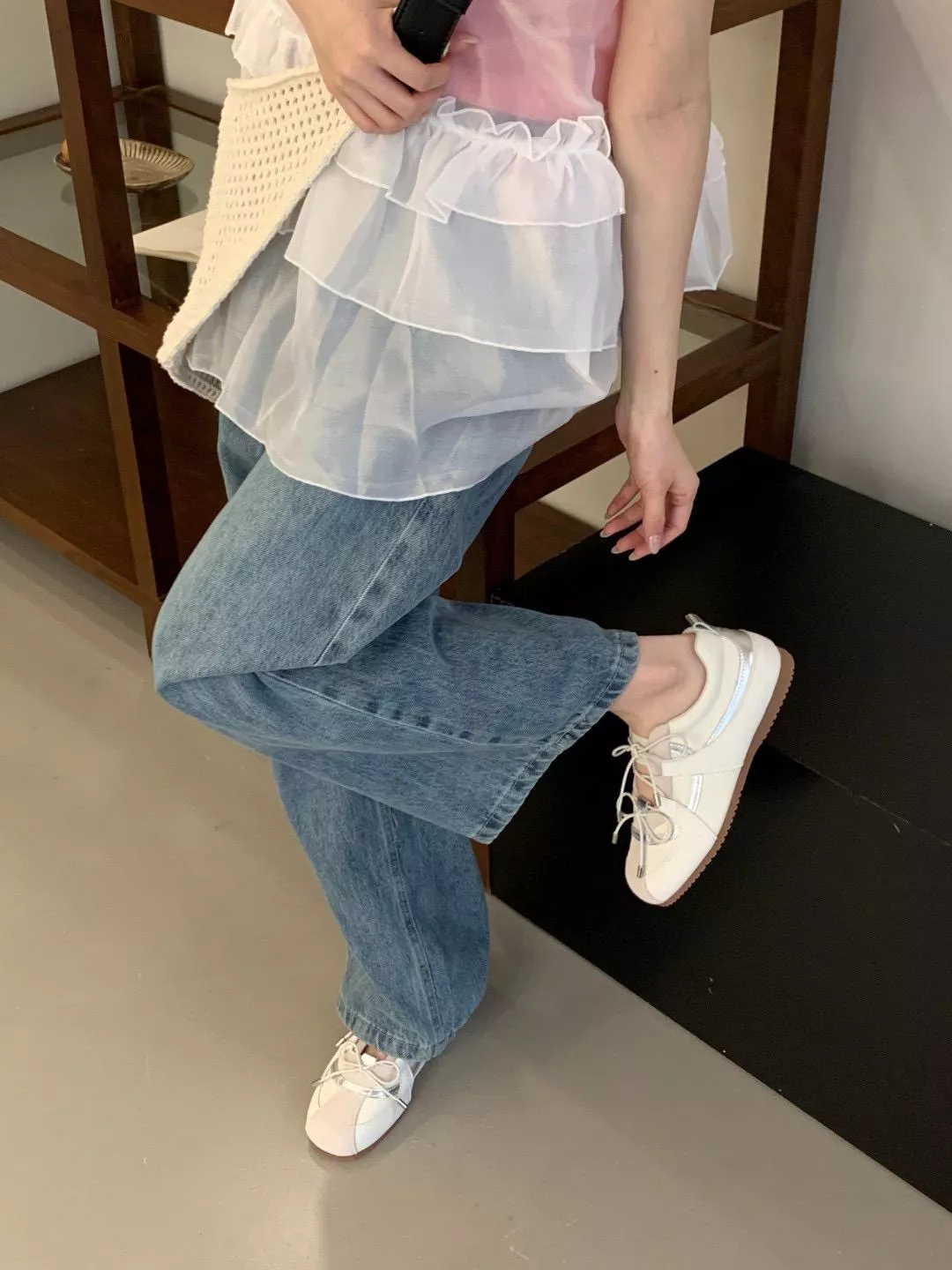 真皮蝴蝶結鞋子