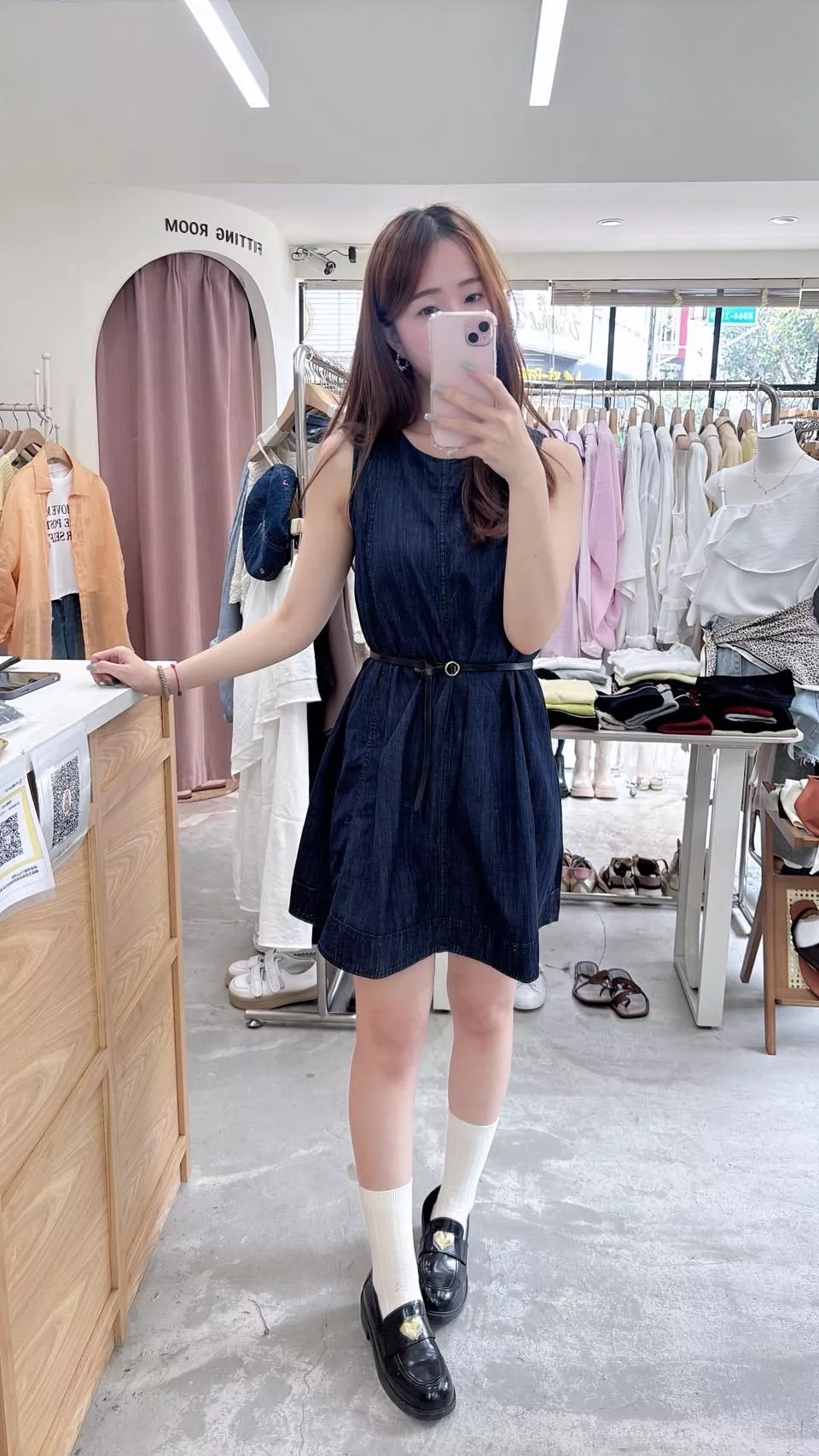 牛仔挺短洋