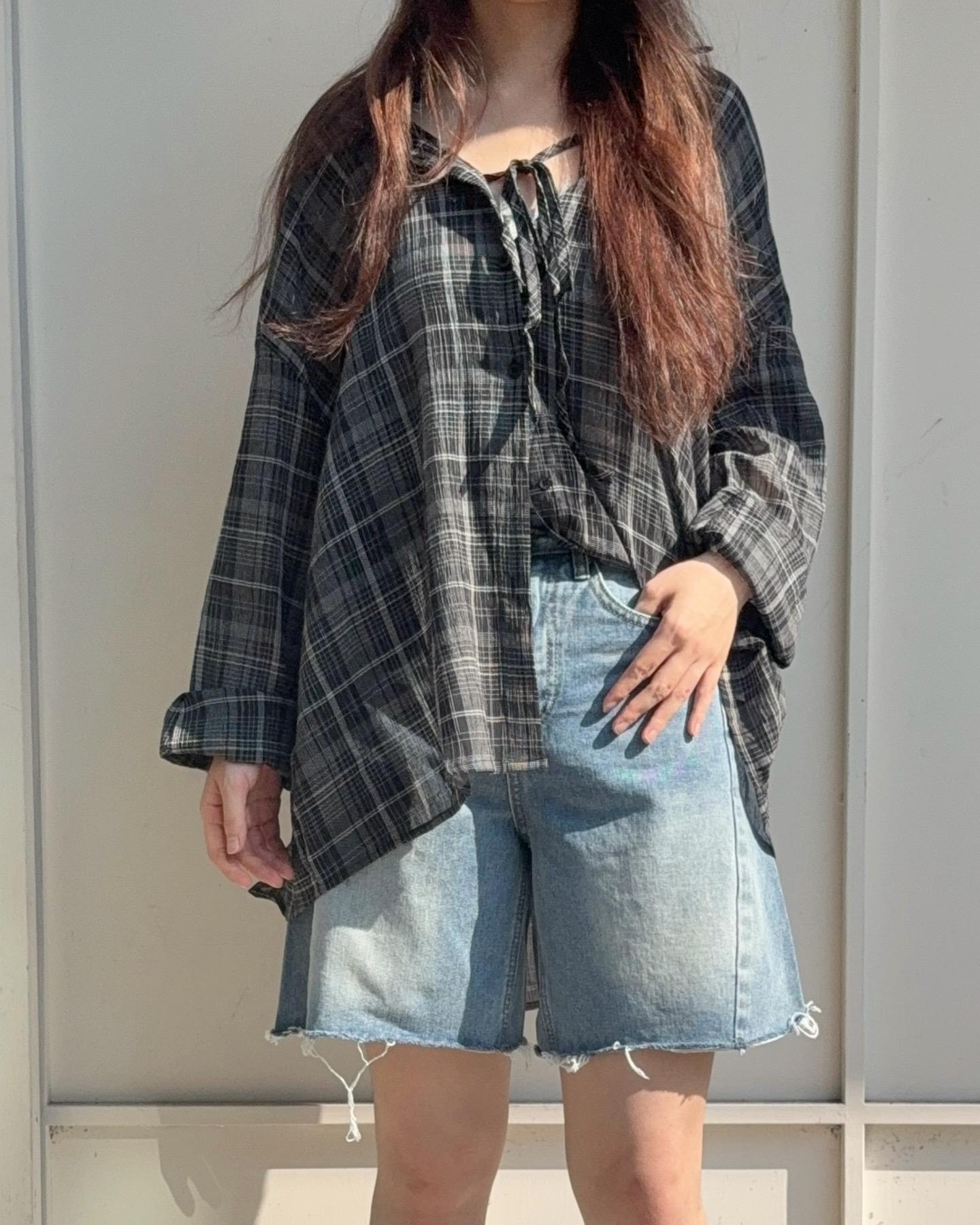 刷色剪裁五分褲