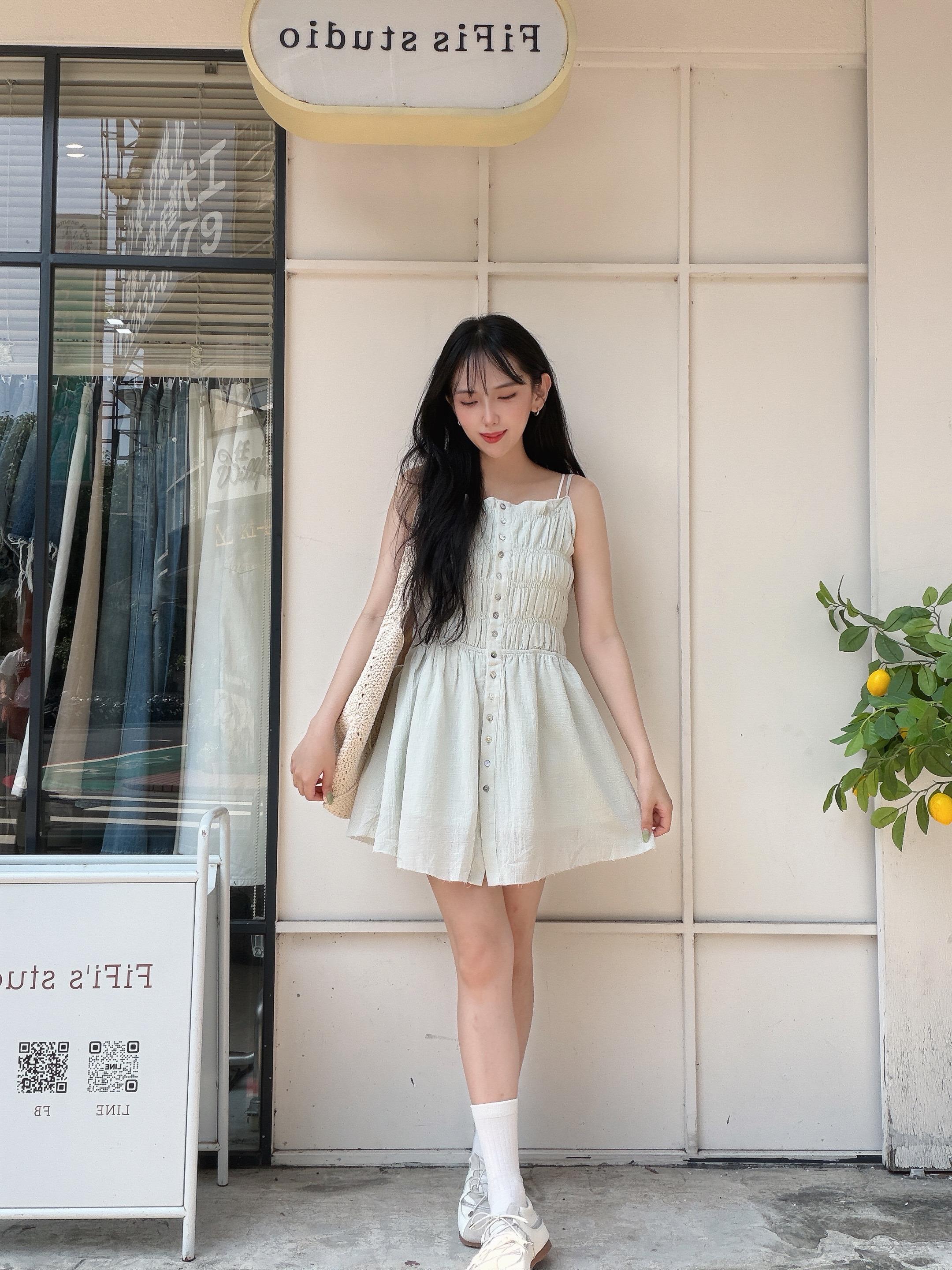 吊帶麻洋裝