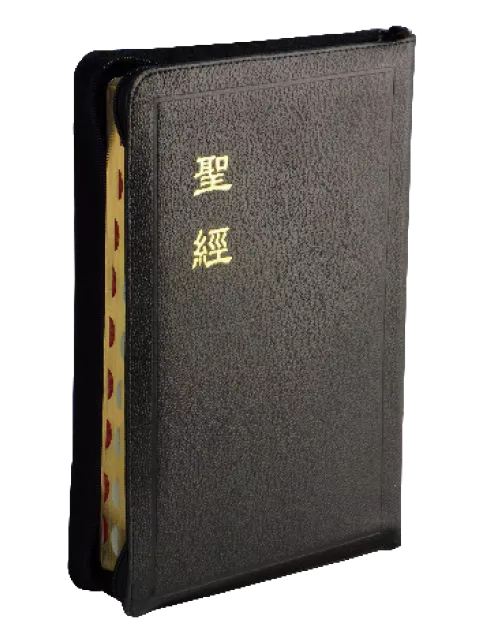 【中文聖經和合本】CU87ZTI 新舊約聖經 上帝版 大字型 拇指索引 黑色皮面拉鍊 金邊 23x15cm 長輩閱讀 查經專用