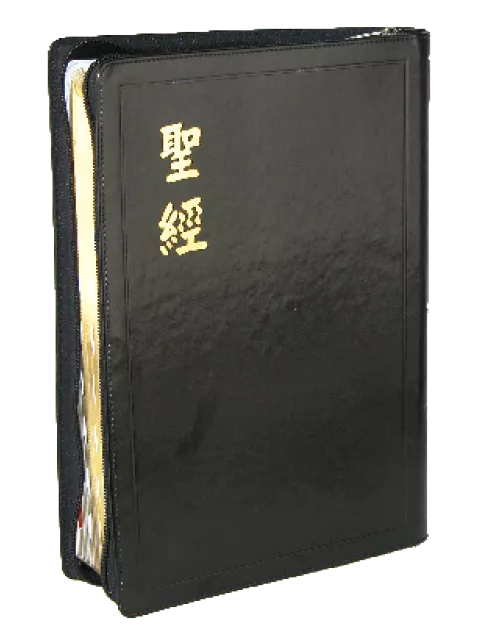 【中文聖經和合本】CU97ZTI 新舊約聖經 上帝版 大型 拇指索引 黑色皮面 拉鍊 金邊 28x21cm 台上講章 教會專用