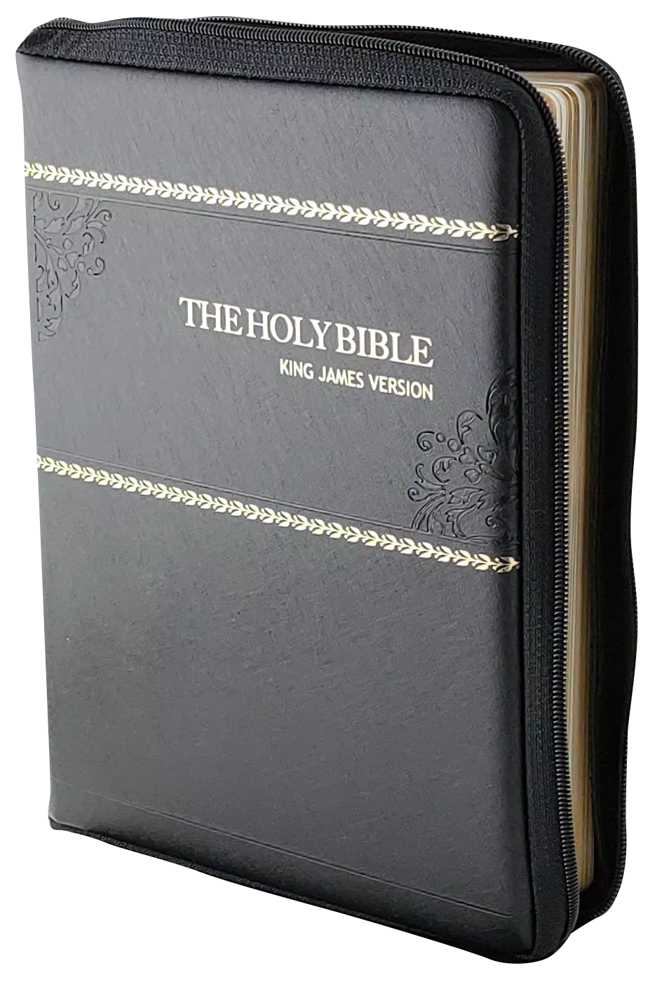 【KJV 英文聖經】KJV62PLZ 英皇詹姆士本 紅字版 拉鍊設計 膠面黑色 22x16.5cm 英文靈修工具書 經典譯本