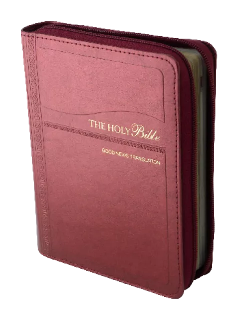 【GNT 英文聖經】GNT035CZ-RD 現代英文版 輕便型 拉鍊彩圖聖經 紅色皮面銀邊 14.5x10.5cm 攜帶型外版聖經