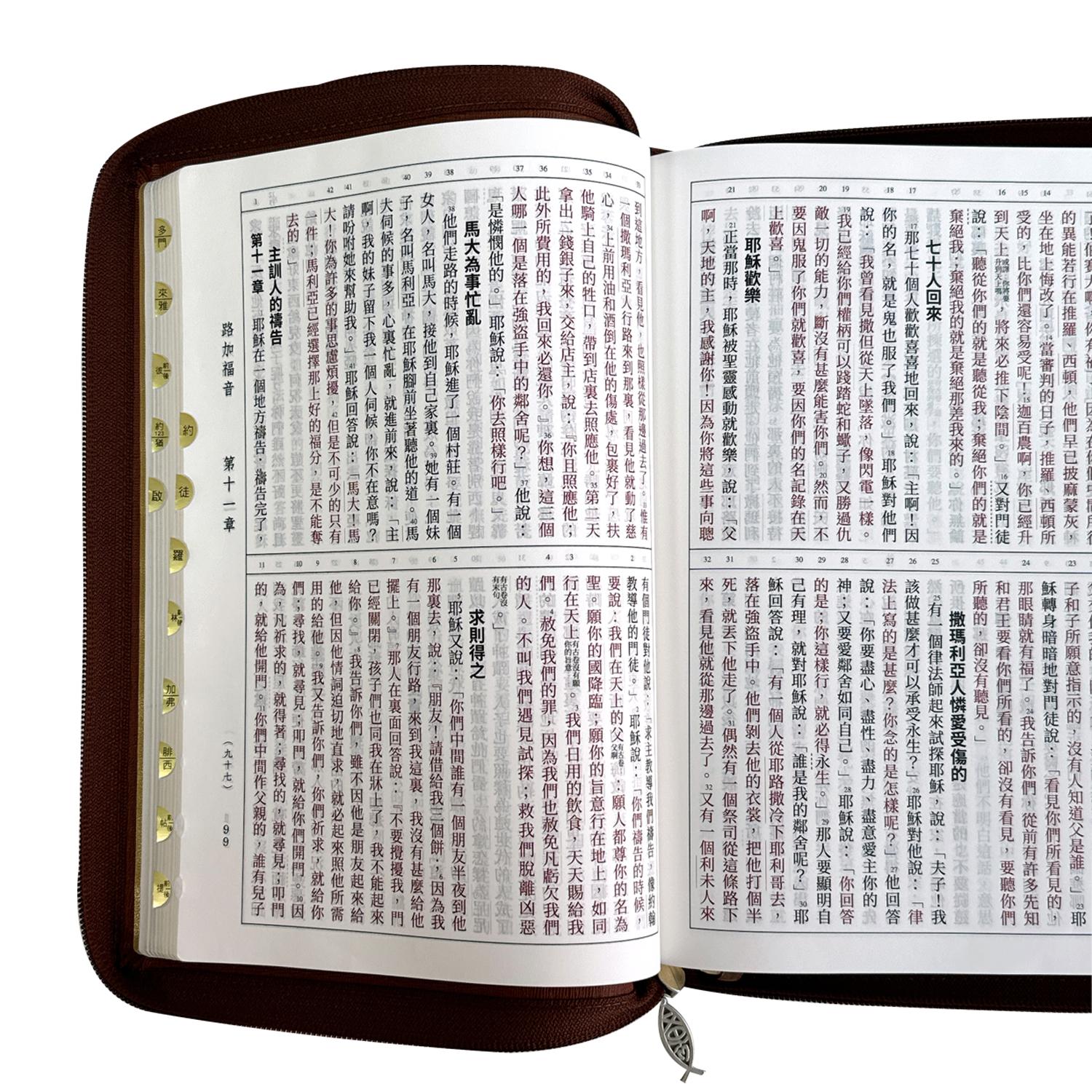 大字和合本聖經｜皮面拉鍊花紋金版｜附索引紅字設計｜聖經資源中心出版