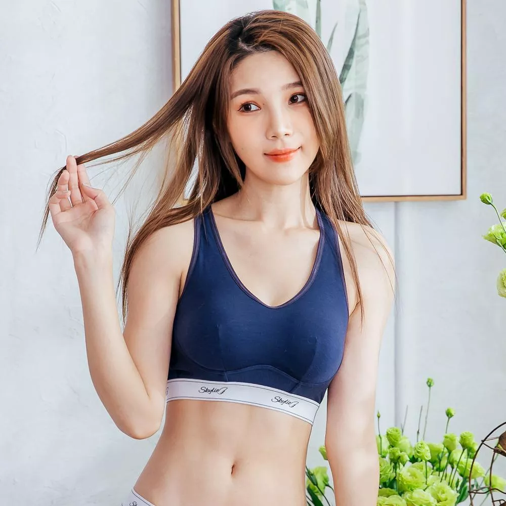 SKYLIE銀離子天絲棉無鋼圈運動內衣｜舒適透氣抗菌BRATOP｜女性健身必備-深藍