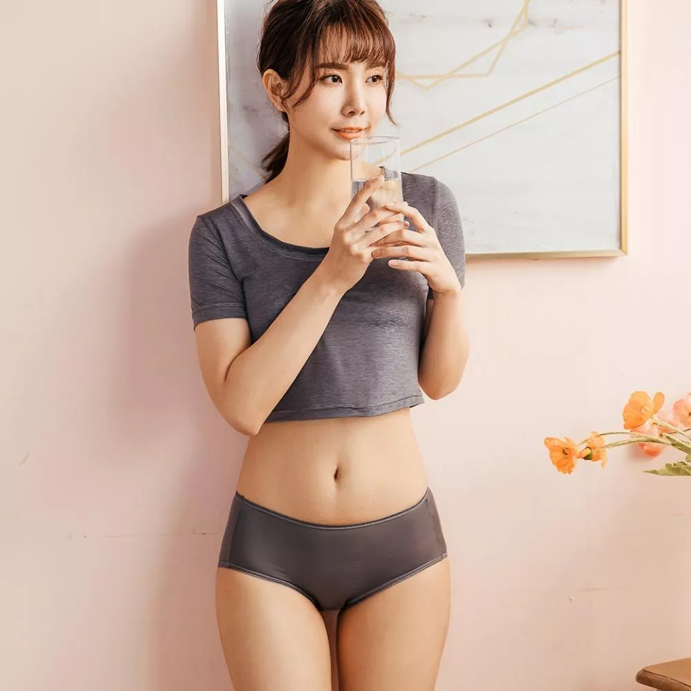 【NEONER銀離子】天絲棉中腰抗菌內褲｜舒適彈性飾邊，呵護敏感肌-鐵灰