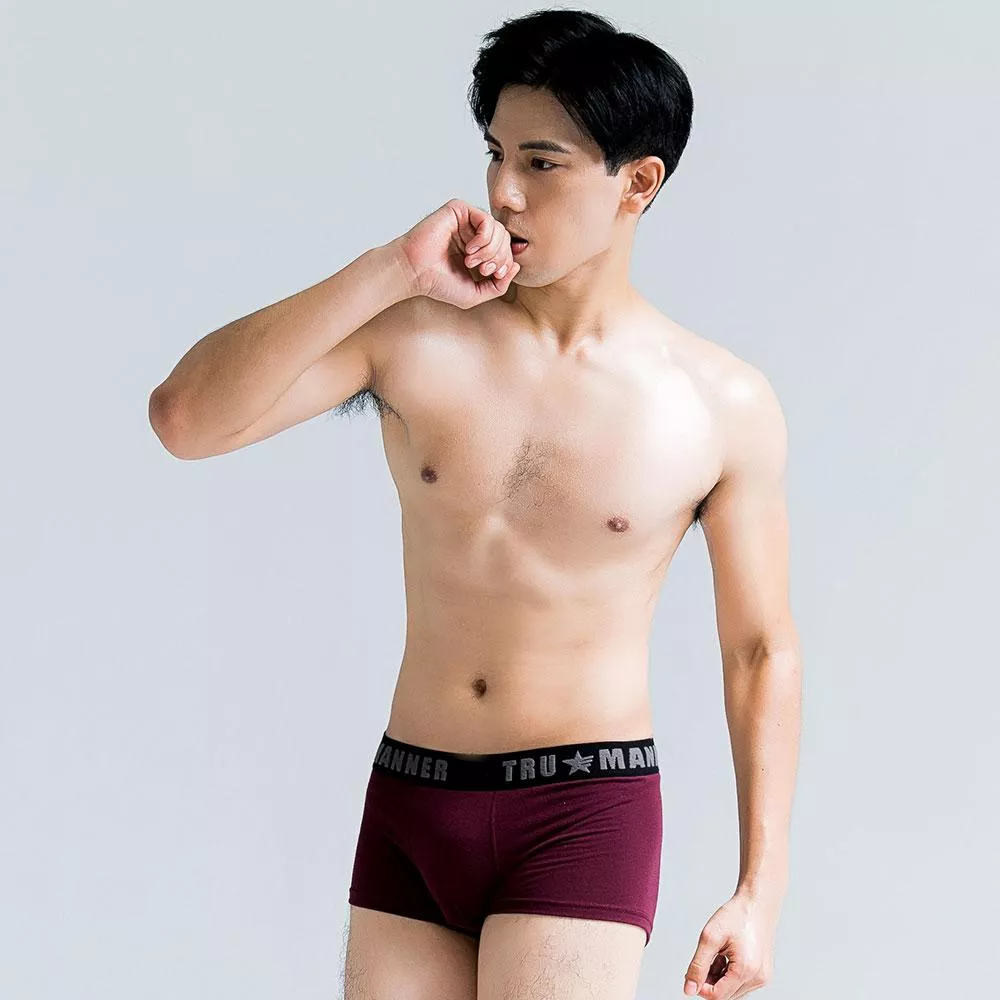 TRUMANNER 男士莫代爾低腰平口內褲｜銀離子抗菌除臭｜酒紅色
