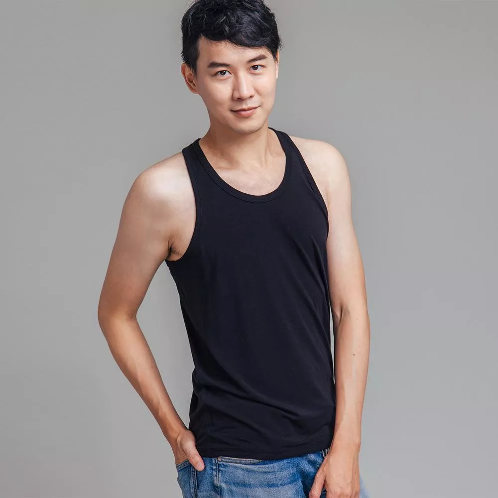 Trumanner 天絲棉圓領背心 | 男士親膚內搭 | 透氣吸濕排汗-黑色