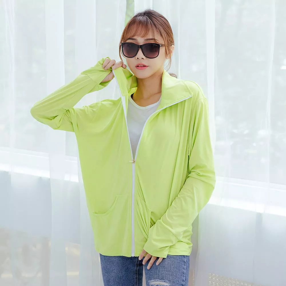 NEONER抗UV吸排立領外套｜輕量防曬、高可視、透氣快乾機能外套-果綠(男女同款)