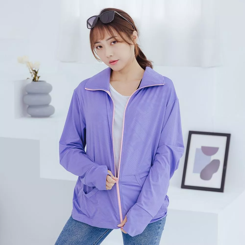 NEONER抗UV吸排立領外套｜輕量防曬、高可視、透氣快乾機能外套-活力紫(男女同款)