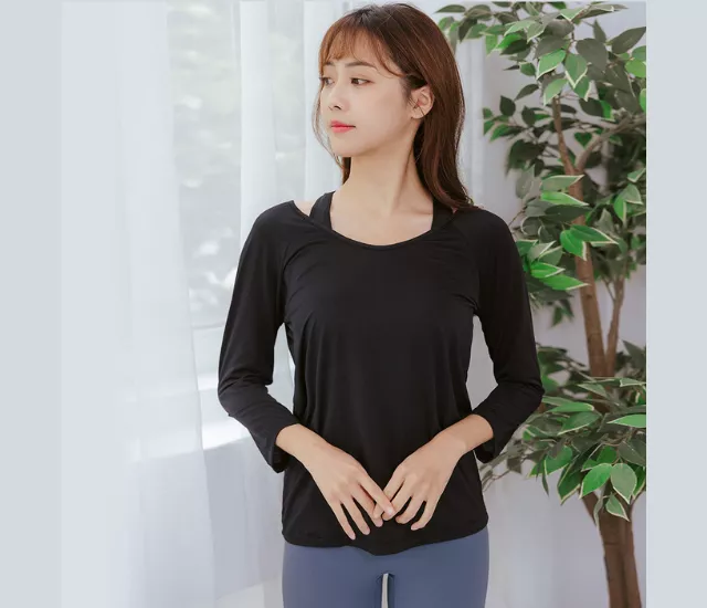 【NEONER涼感衣】彈性顯瘦修身超輕薄七分袖圓領T恤-黑