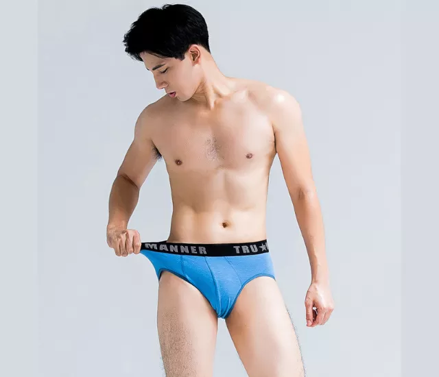 TRUMANNER 莫代爾彈力抗菌中腰三角內褲｜舒適透氣、抑菌除味-藍色