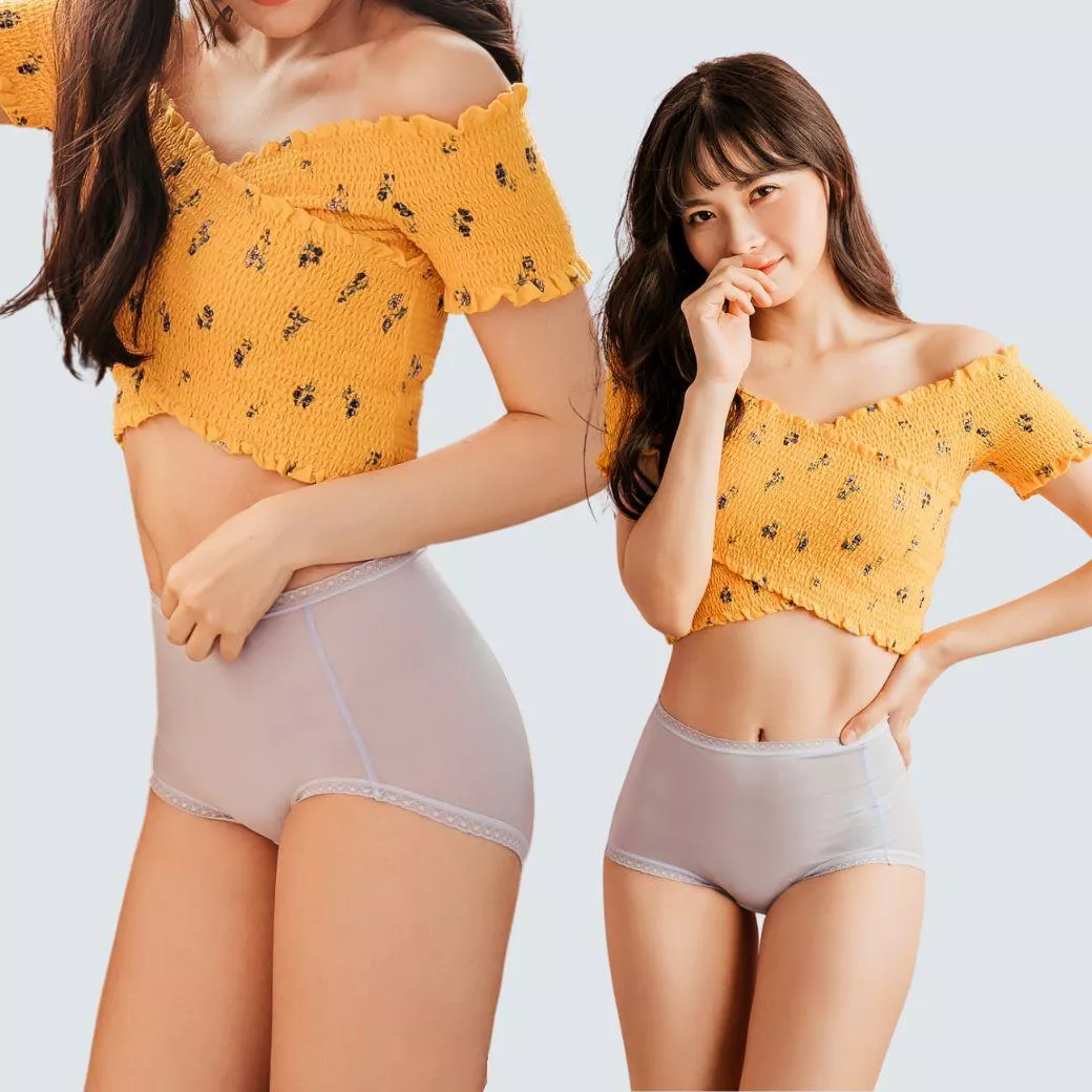 親膚無著感【NEONER銀離子】天絲棉高腰抗菌內褲-淺紫