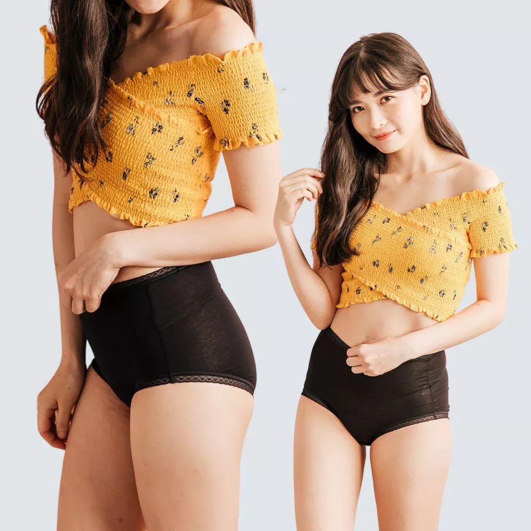 NEONER 銀離子天絲棉高腰抗菌內褲｜親膚無著感｜SGS 99% 抑菌除臭  -黑色