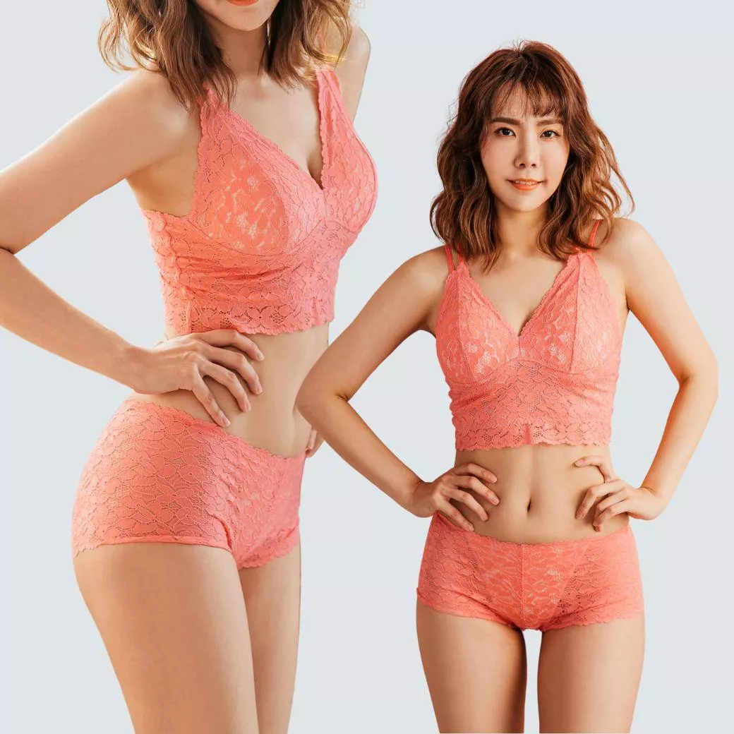 【NEONER銀離子】立體鏤空蕾絲中腰抗菌內褲｜優雅透氣 × 親膚不刺激-珊瑚紅