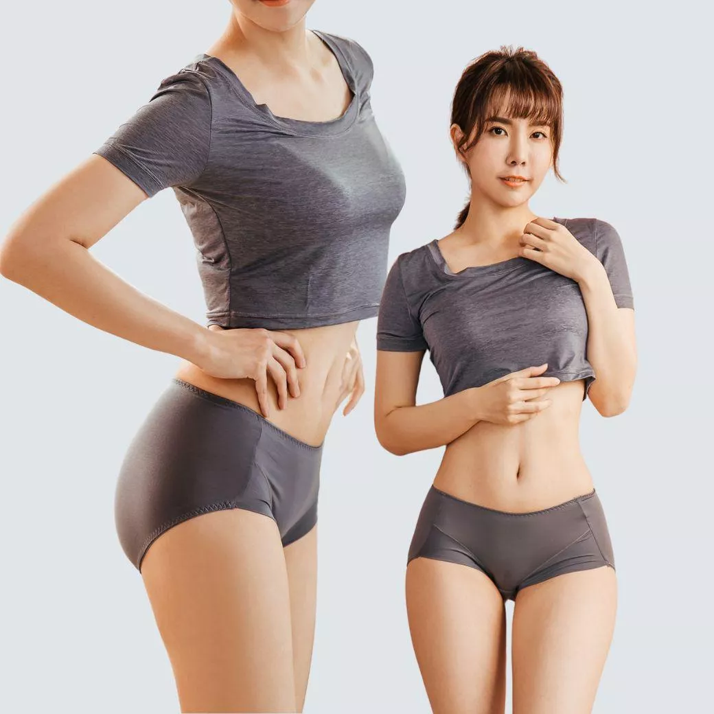 釋放蜜大腿【NEONER銀離子】天絲棉極柔摺邊抗菌內褲-鐵灰