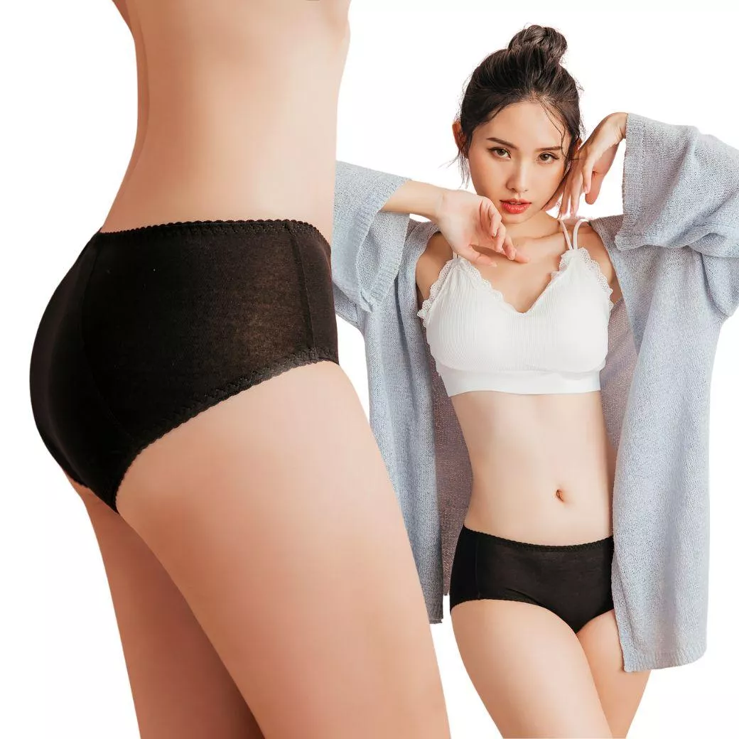 NEONER莫代爾防漏生理褲｜中腰透氣親膚｜超大防水底布防側漏-黑色