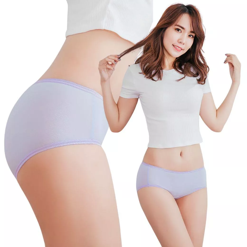 【NEONER銀離子】天絲棉中腰抗菌內褲｜舒適彈性飾邊，呵護敏感肌-淺紫