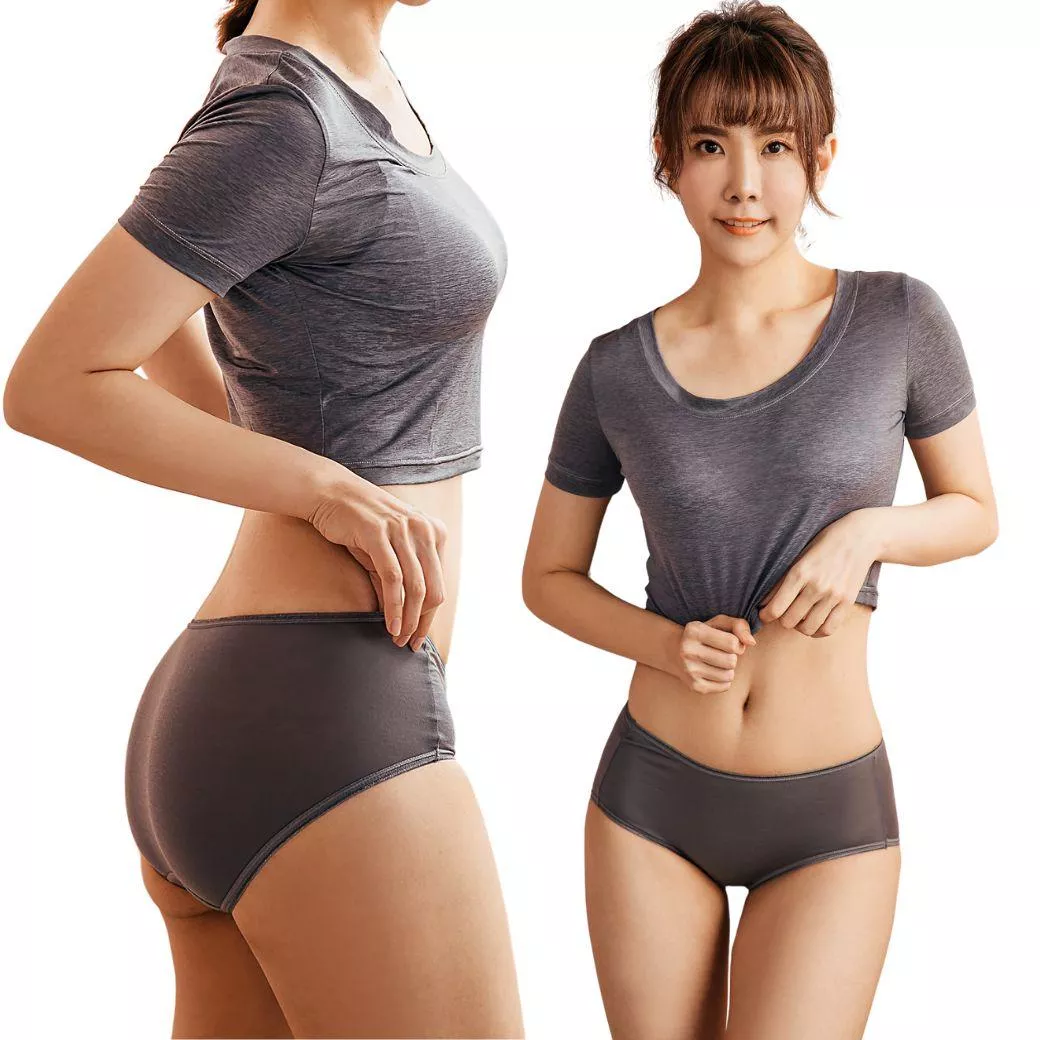 【NEONER銀離子】天絲棉中腰抗菌內褲｜舒適彈性飾邊，呵護敏感肌-鐵灰