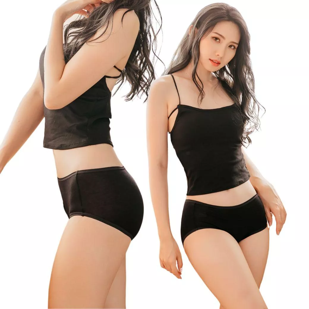 【NEONER銀離子】天絲棉中腰抗菌內褲｜舒適彈性飾邊，呵護敏感肌-黑色