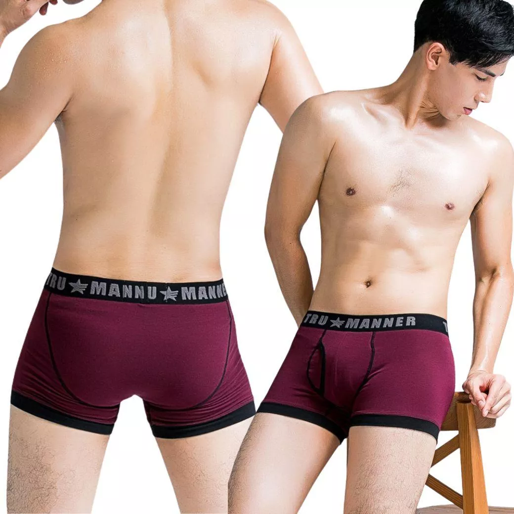【TRUMANNER】天絲棉中腰男內褲｜彈力親膚 × 長效抗菌 × 透氣舒適-酒紅色