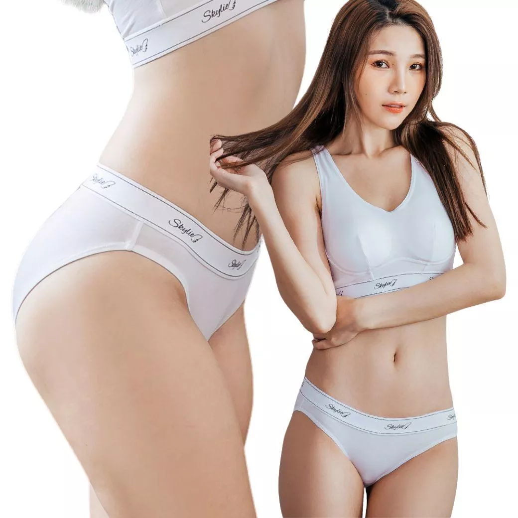 【SKYLIE銀離子】運動健身款天絲棉低腰包覆內褲｜透氣親膚 × 長效抗菌 -白色