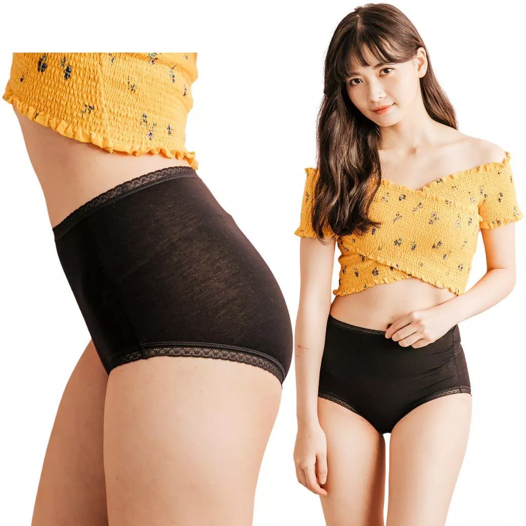 NEONER 銀離子天絲棉高腰抗菌內褲｜親膚無著感｜SGS 99% 抑菌除臭  -黑色