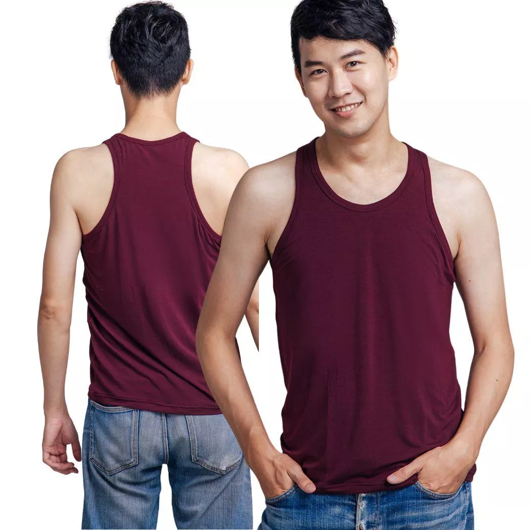 Trumanner 天絲棉圓領背心 | 男士親膚內搭 | 透氣吸濕排汗-酒紅