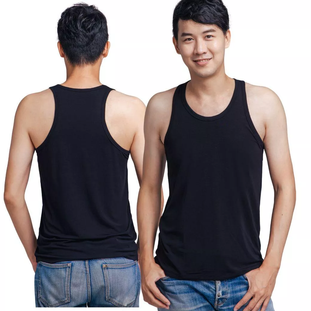 Trumanner 天絲棉圓領背心 | 男士親膚內搭 | 透氣吸濕排汗-黑色
