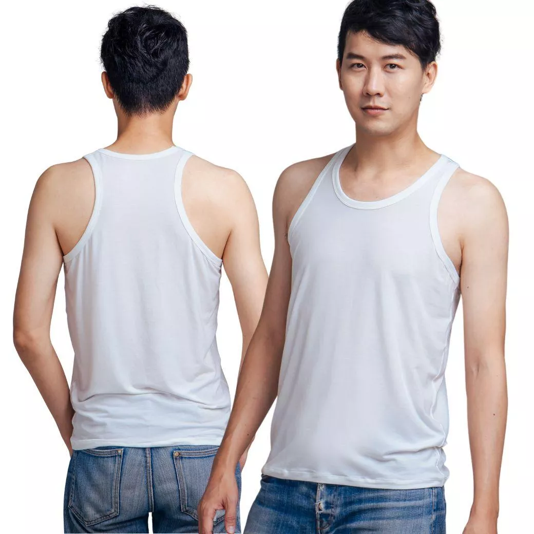 Trumanner 天絲棉圓領背心 | 男士親膚內搭 | 透氣吸濕排汗-白色