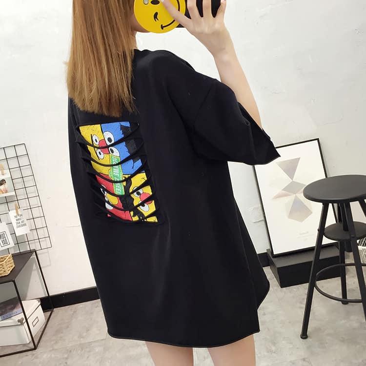 芝麻街背後刷破T桖 3色 M-2XL