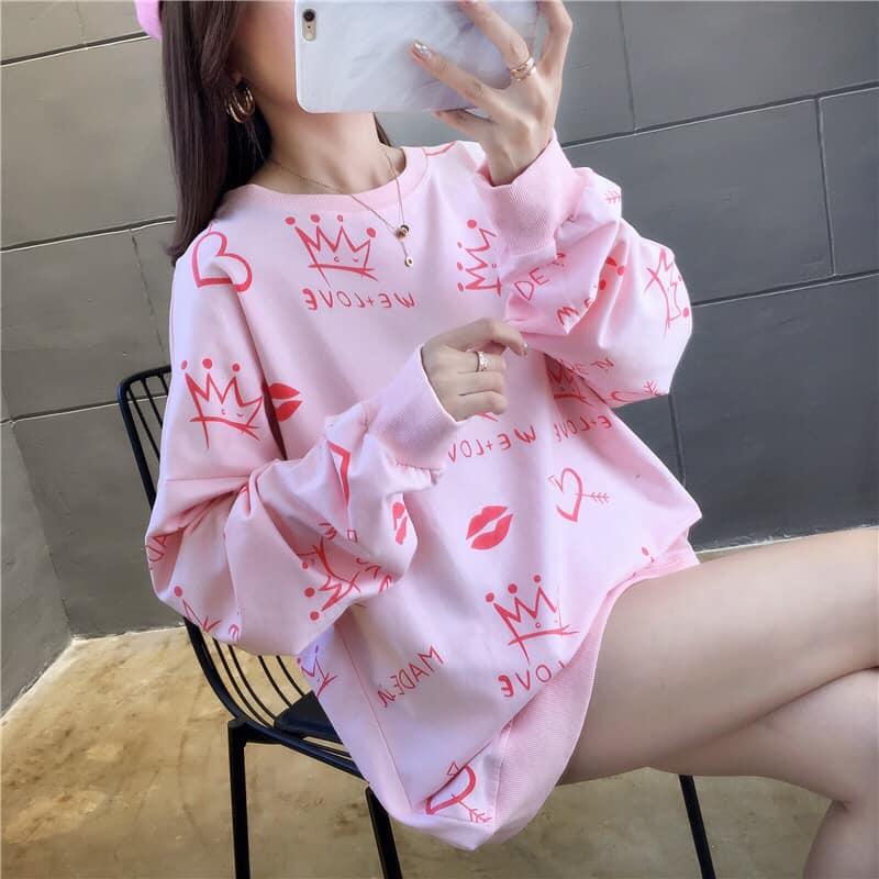 滿版愛心皇冠衛衣 3色 M-2XL