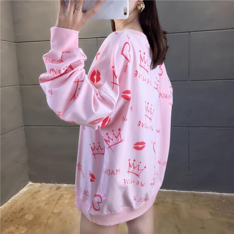 滿版愛心皇冠衛衣 3色 M-2XL