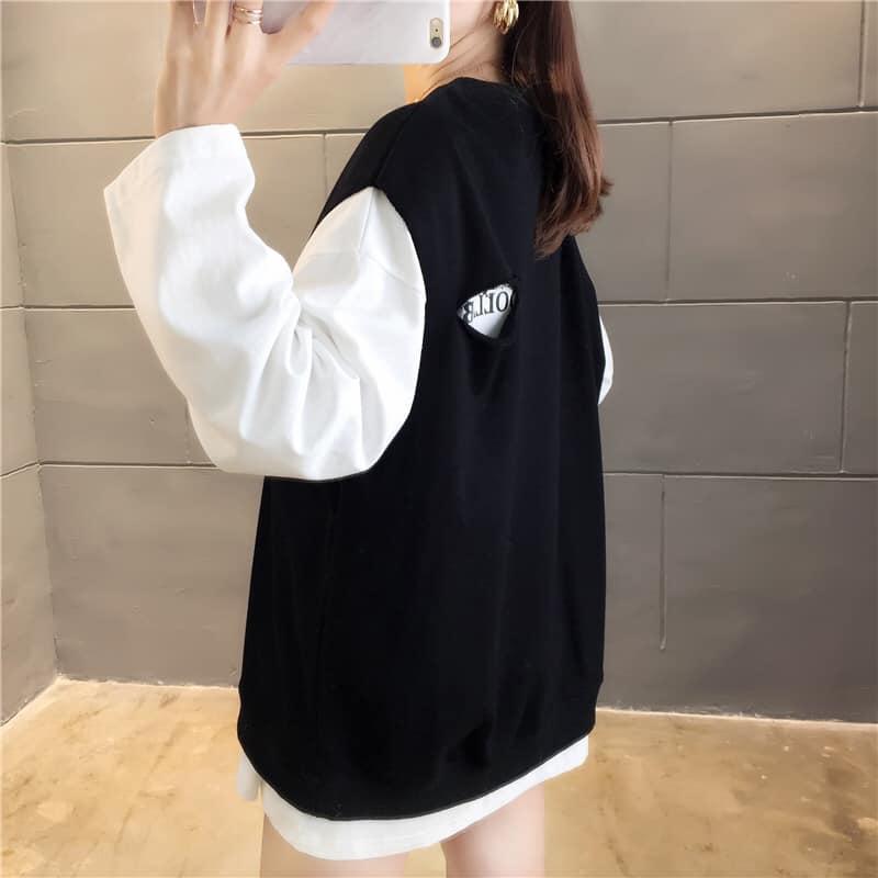 真兩件套破洞印字衛衣 3色 M-2XL