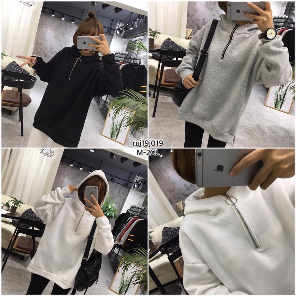 拉鍊百搭色加絨帽T3色 M-2XL