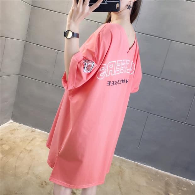 字母印花V領長款T2色 M-2XL