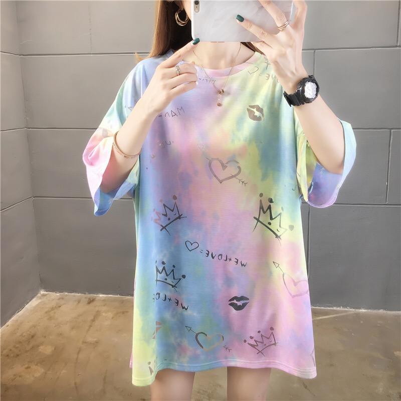 渲染創意漸變印花T兩色 M-2XL