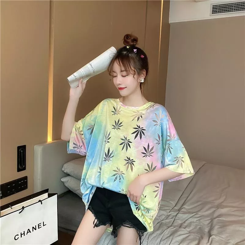 漸變葉子透明創意T兩色 M-2XL