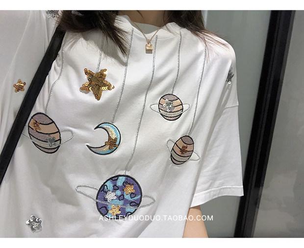 亮片刺繡行星T兩色 M-2XL