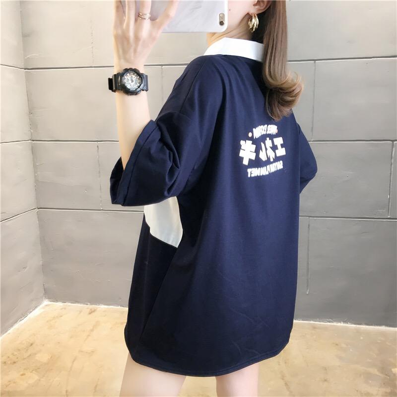 polo拼色可愛貓咪T兩色 M-2XL