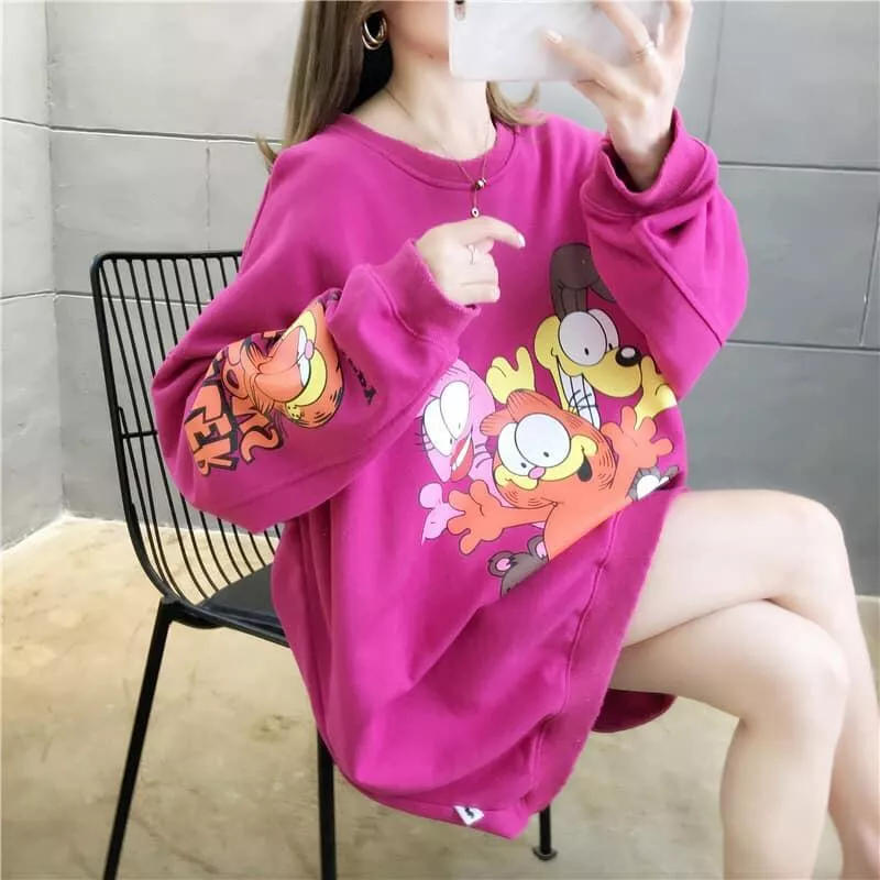 卡通印花寬鬆圓領衛衣三色 M-2XL