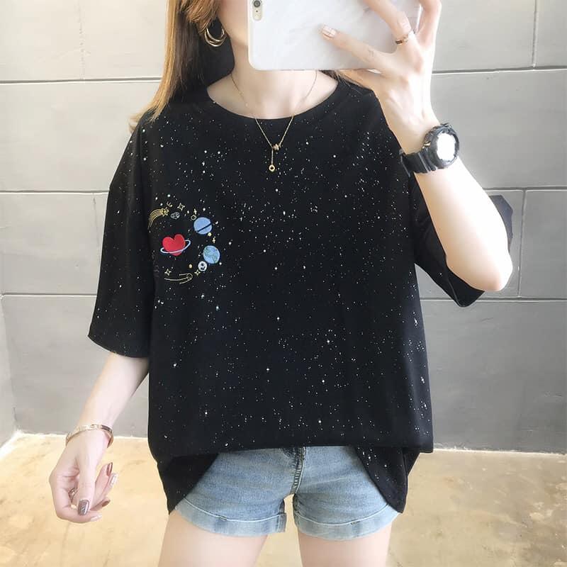 行星刺繡閃亮滿版T兩色 M-2XL